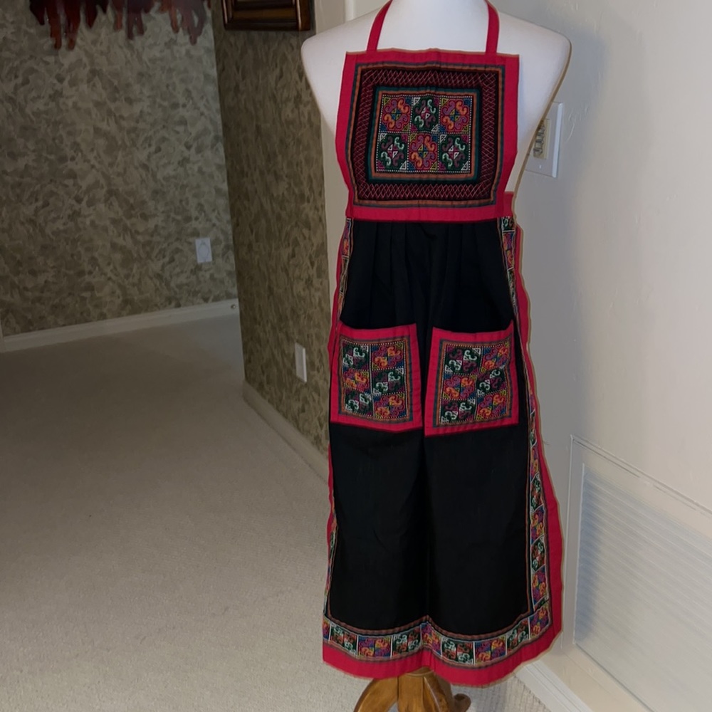 Artisan Hand Crafted Embroidered Bohemian Dance Style Apron Pinafore Small Med